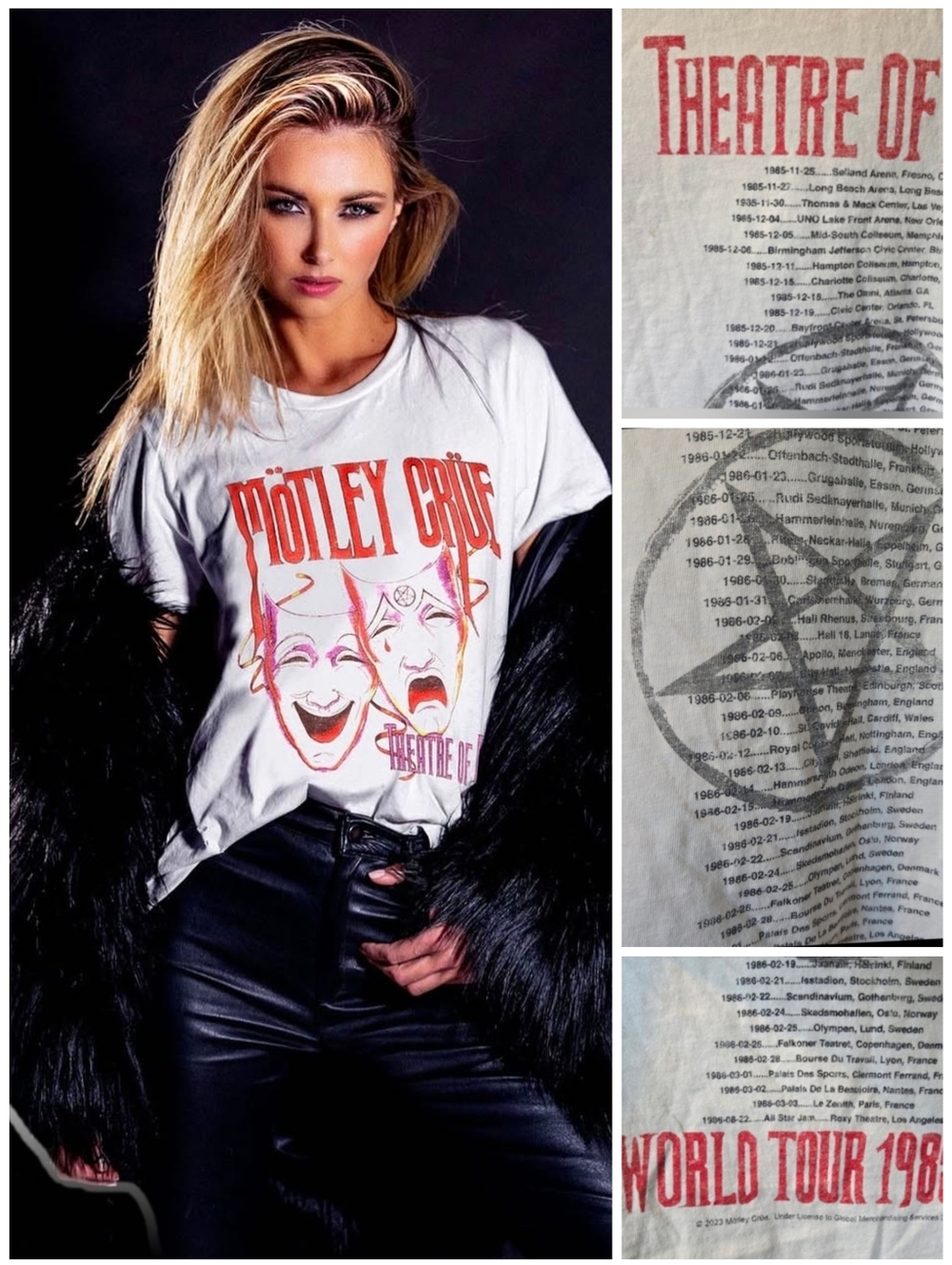 Lauren Moshi Distressed Motley Crue Theater Of Pain tee